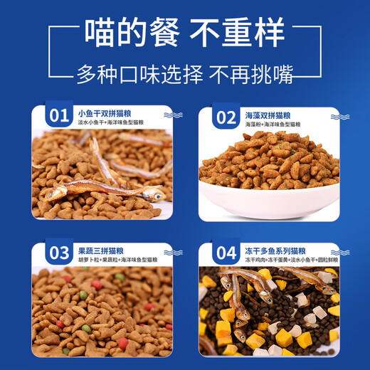 Colorful Man freeze-dried cat food 5 Jin Jin equals 0.5 kg 2.5 kg fish flavor pet kitten food large pack 20 adult cat stray cat staple food beef flavor cat food 5 Jin Jin equals 0.5 kg 2.45 kg
