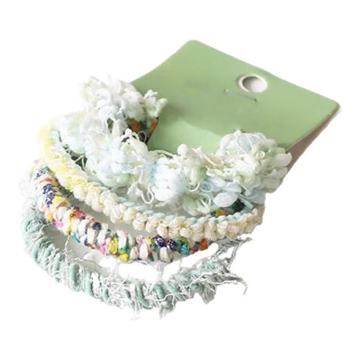 Jiuvia knitted hemp rope women's 2025 new high-end headband hair rubber band high elastic and durable hair tie JYFQ185 green 4-piece set