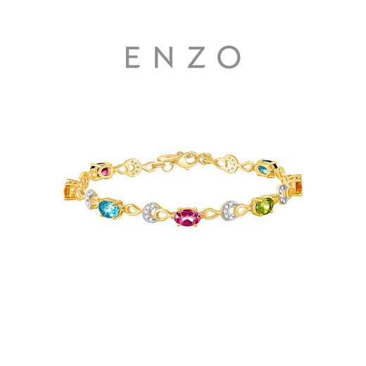 Chow Tai Fook ENZO Neon Carnival 18K Gold Colorful Gemstone Diamond Bracelet Women EZV8901 Birthday Gift 15cm