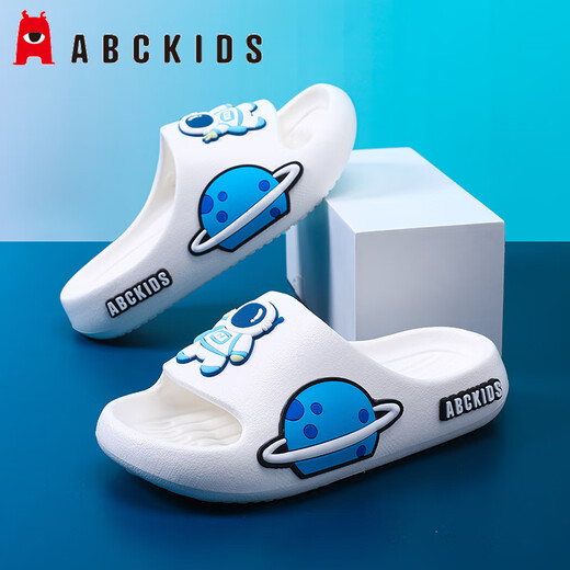 ABC KIDS儿童凉拖鞋男童室内洗澡宝宝家居女童太空一字拖8541米白36-37