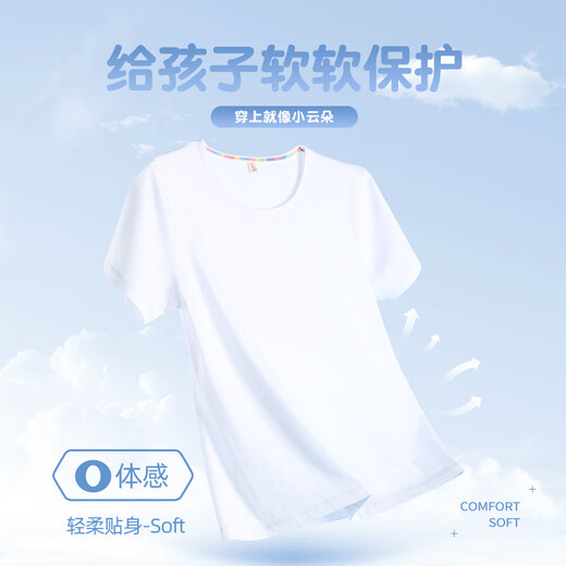 Snoopy boys short-sleeved T-shirt 2025 new boys summer clothes pure cotton summer clothes children's handsome half-sleeve B Happy Nu K Indigo + Super Nu Qing + Baoxing Nu White 150
