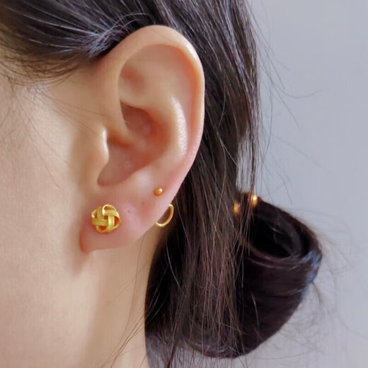 Laohuang Xiangyang’s mother recommends the gold store model 999 pure gold Ruyi knot earrings gold 5G retro Chinese knot earrings 24K
