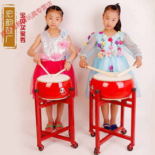 贤怀达牛皮鼓大鼓儿童玩具鼓幼儿园小鼓03岁锣鼓镲打击乐器 6寸6寸牛皮鼓+小镲