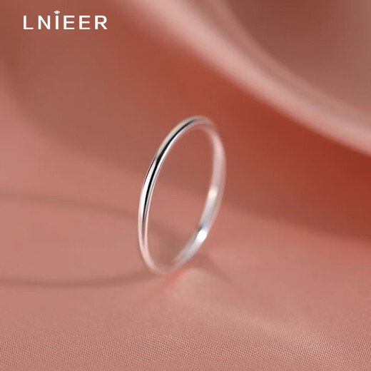Lipan 999 Pure Silver Plain Ring for Men and Women as Valentine's Day Gifts for Girlfriends Index Finger Ring Sterling Silver Ring Tail Ring Solid 999 Pure Silver Smooth Ring No. 13