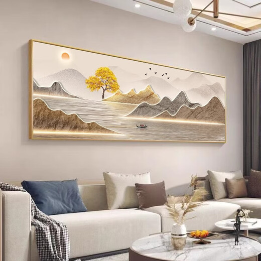 LNGA LANDGRE moderne lumière luxe salon décoration peinture soleil levant canapé fond tenture murale peinture bonne signification paysage peinture horizontale T12178 240*80 CM
