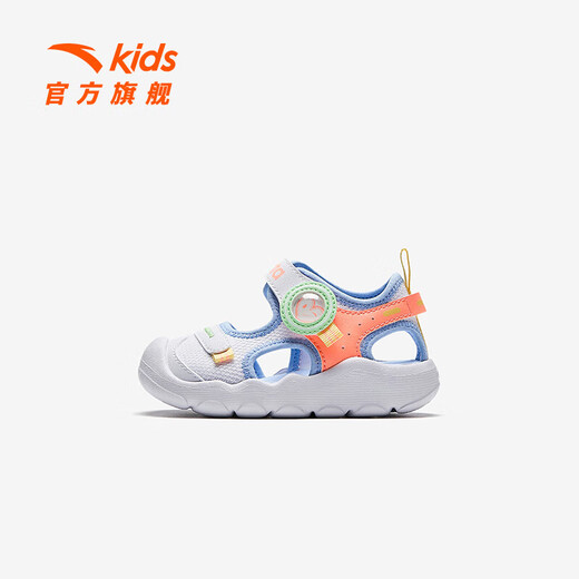 ANTA children's sandals, men's and women's baby shoes, 2026 summer new breathable Velcro octopus toe and foot protection beach shoes for women, Anta white/fluorescent orange red-5 22