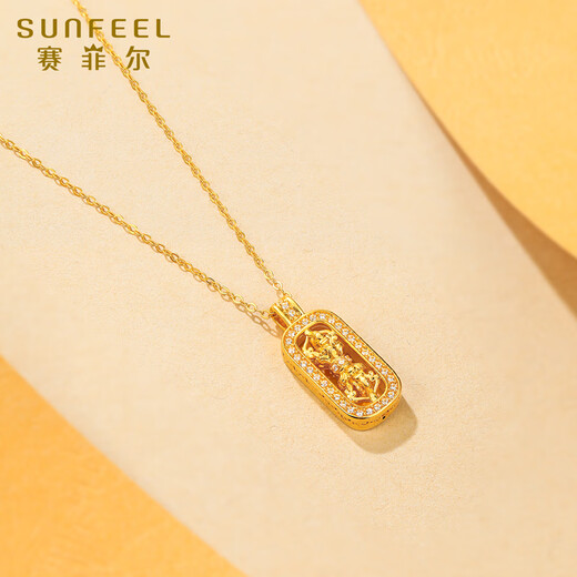 Saifeir's birthday gift 18K gold pendant for women, fashionable and sparkling ancient vajra pestle for girlfriend single pendant