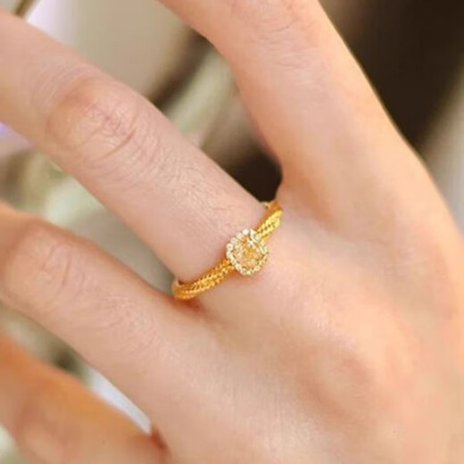 Fat Donglai same style 18K gold silver-covered gold ring 999 female color sugar cube moissanite diamond ring 18k open finger sugar cube ring