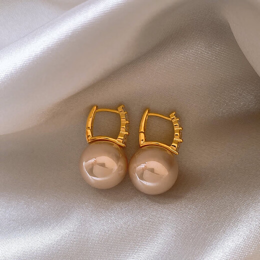 Bai Qixin Pearl Earrings Pink Imitation Pearl Earrings Women's Niche Design High-Quality Light Luxury French New Stud Earrings Pearl Earrings Rose Gold