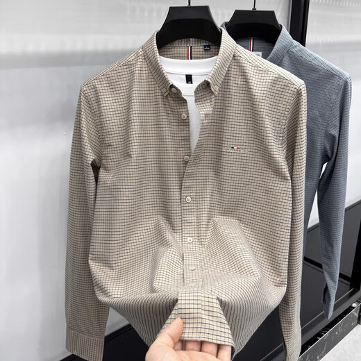 TOME BORNEK American Tommy long-sleeved shirt men's spring and autumn new fashion business casual Oxford cloth cotton shirt jacket green L 125-145Jin Jin equals 0.5 kg