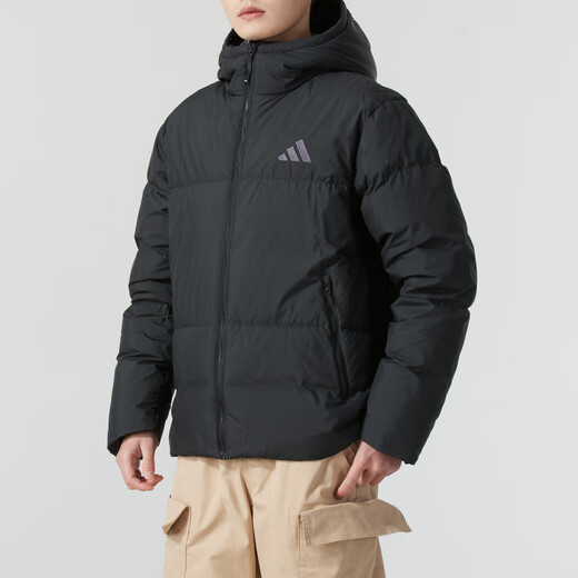 Adidas official store men's clothing 2025 summer new sportswear outdoor windproof warm and cold jacket casual down jacket JV6187 M