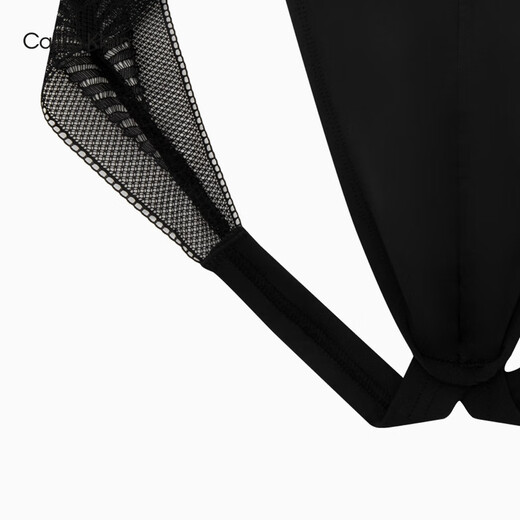 Calvin Klein underwear men's sexy ck hollow black lace comfortable thin and smooth elastic thong double thong underwear for men UB1-space black 1 pair L