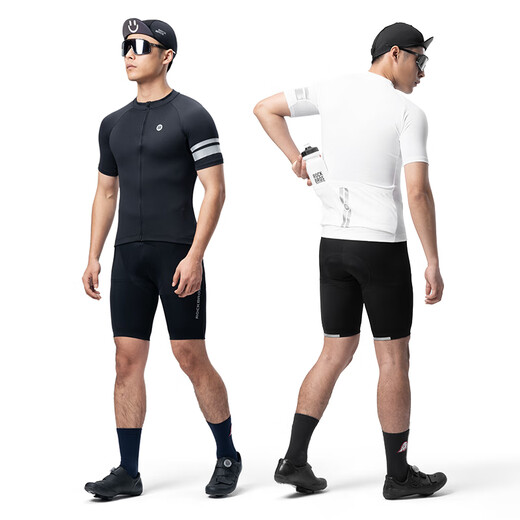 RockBROS Summer Cycling Suit Short Sleeve Men and Women Mountain Highway Bike Clothes Bike Equipment Upgrade Darren Strap Set-White L