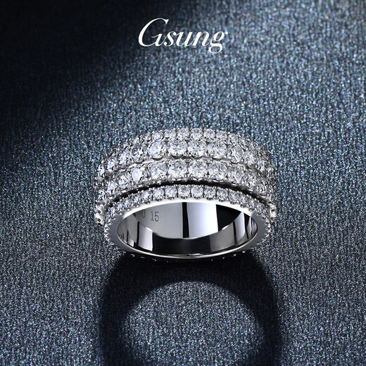 GsunG baby's breath ring platinum PT950 ring men's moissanite diamond ring rotatable platinum ring solid ring PT950 rotary moissanite diamond ring about 19 grams pre-order