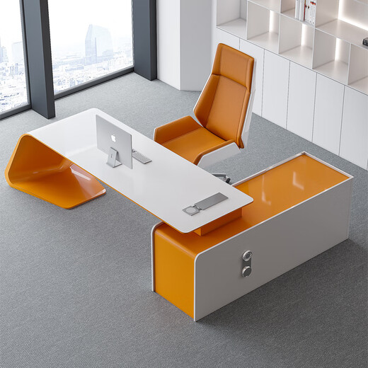 FUJIN boss desk white painted executive desk high-end office desk modern manager desk fashionable supervisor desk boss desk and chair 1.6 meters left side cabinet
