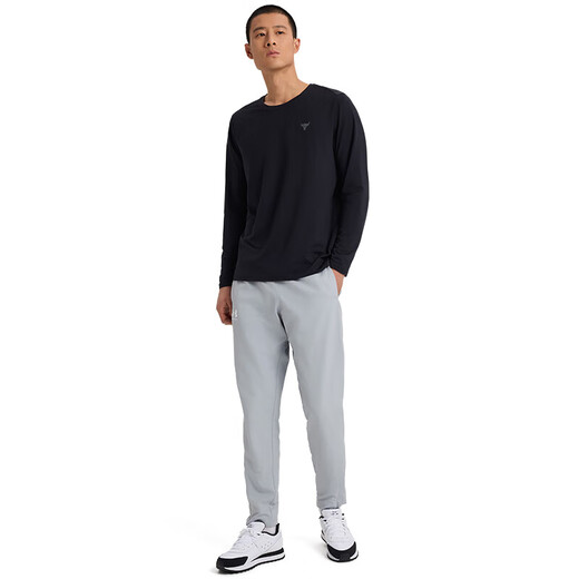 Under Armor (UNDERARMOUR) Spring and Summer Project Rock Johnson Men's Sports and Leisure Long-Sleeved T-Shirt 1386871 Black 001 XL