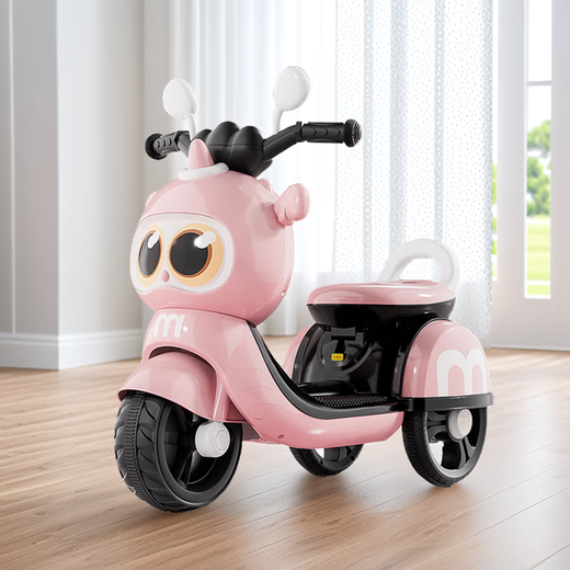 Childish children's electric car motorcycle 1-3 years old baby 2-6 years old girl large tricycle can sit on a person's birthday gift princess pink 6V4A battery + early education music single drive