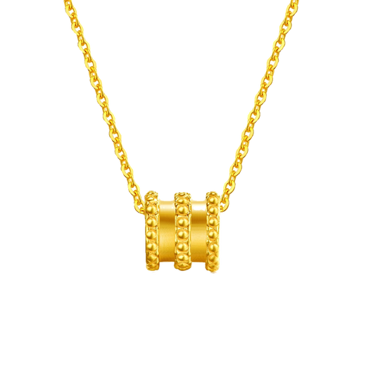 Shiyi Gold Necklace Women's Small Waist 999 Pure Gold Pendant Transfer Beads Clavicle Chain Plain Chain Pure 18K Jewelry Gold K Pendant + 18k Necklace