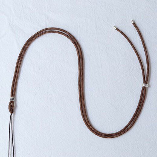 Pulian silk mulberry silk lanyard necklace rope gold pendant rope for men and women hand-woven ancient silk Buddha necklace rope milk coffee about 70 cm