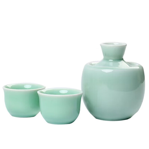 Baijie rice wine warmer household ceramic white wine cup 2 liang hot pot warm Chinese white wine warmer set 2 liang (plum green) with 2 cups