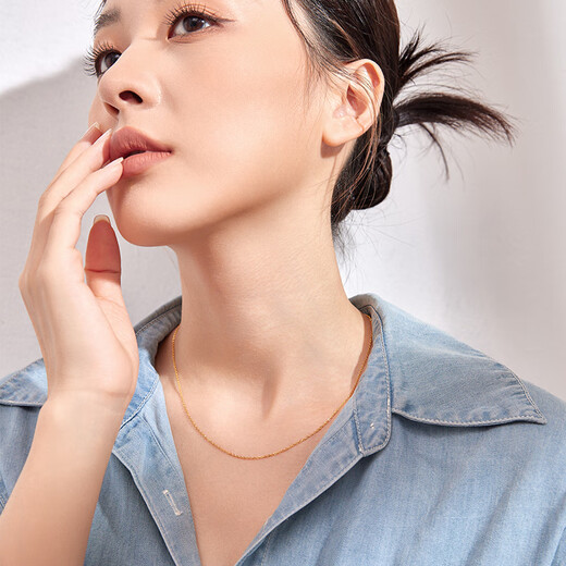 Saturday blessing gold necklace women's gold 999 O-shaped chain priced at A0510871 about 2.56g 40+5cm birthday gift