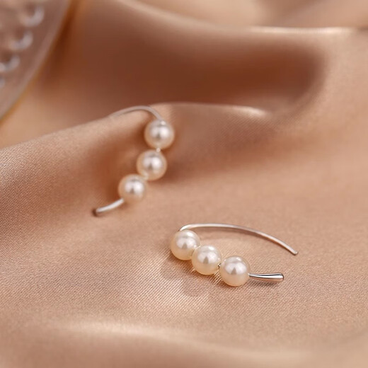 Qi Xiaomi s999 Pure Silver Pearl Earrings Women's Ear Piercing Earrings Earrings 2025 New Hot Style High-Quality Imitation Pearl Earrings 999 Pure Silver Pearl Earrings Silver (Two Prices)