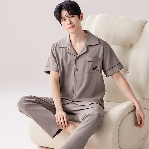 Yalu Pajamas Men's Cotton Summer 2025 New Summer Cotton Men's Large Size Wearable Home Clothes Set NSALM-LMSJ9215 L (Recommended 100-125 Jin Jin equals 0.5 kg)