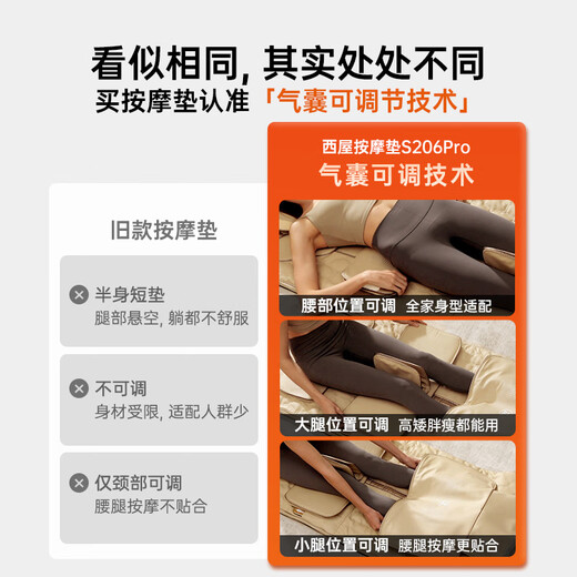 Westinghouse S200/S206/S206Pro Massage Mat Full Body Stretch Mat Lying Mat Bed Folding Massage Chair Home Mini Waist Back Massage Mattress Parents Gift Gift S206Pro Normandy Gray Leg and Foot 360 Degree Wrapping Massage Relax and Have a Good Sleep