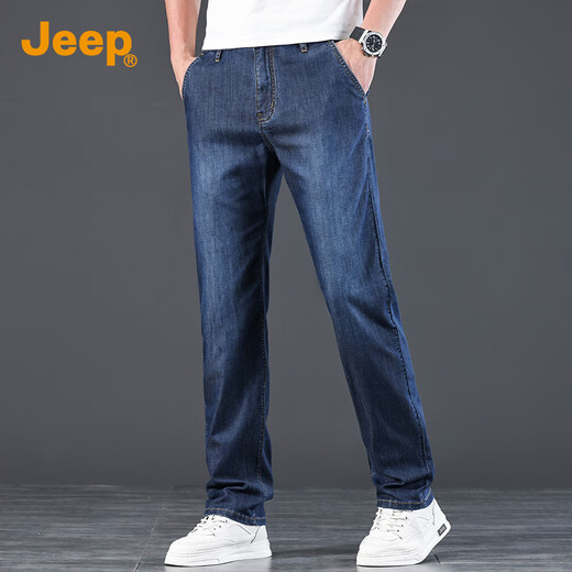 JEEP吉普【天丝薄款】高端牛仔裤男士2025夏季休闲宽松商务冰丝裤子男