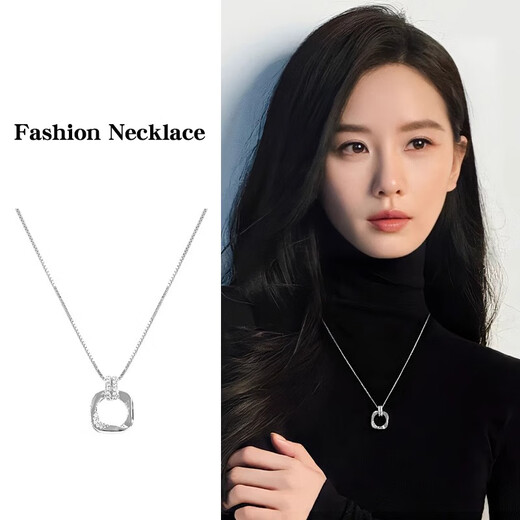 Yican Geometric Pendant Necklace for Women Light Luxury Niche Simple and High-end Clavicle Chain 2025 New Temperament Sweater Chain Neck Chain Silver Geometric Pendant Necklace for Women