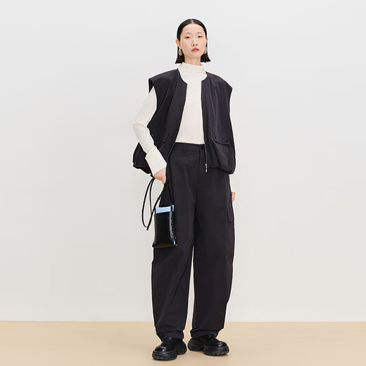 AUM (AUM) easy suit AUM spring new bud-shaped work-style vest black sickle pants black work-wear vest L