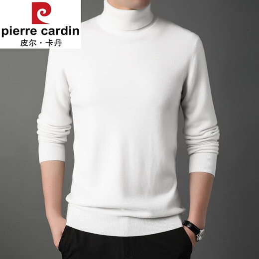 Pierre Cardin 100% pure wool sweater men's turtleneck winter thickened warm sweater base layer large size turtleneck knitted wool sweater turtleneck/black M 165 recommended 90-120Jin Jin equals 0.5 kg