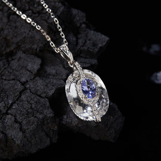Lie Rui's new design S925 sterling silver inlaid with natural tanzanite white crystal color treasure necklace women's high-end pendant necklace necklace