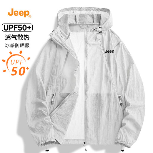 JEEP summer hooded sun protection clothing for men, anti-UV ice silk breathable outdoor fishing sun protection clothing, men's summer thin coat