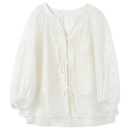 Tricolor 2025 Autumn Loose Two-piece Set Embroidered Lyocell Shirt Camisole Women's Off-White XL 170/92A