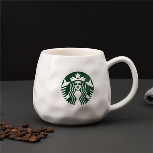 Starbucks (Starbucks) cup limited edition simple European water cup mug household ceramic cup small gift Starbucks style coffee cup breakfast p style (cup + spoon + bamboo lid) 450ml