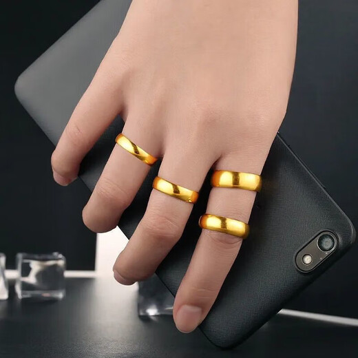 AYD Old Phoenix Gold Store Model Gold Smooth Ring Gold-clad Silver 999 Pure Gold Pure Silver Plain Ring Live Ring for Your Lover Smooth Live Ring Comes with Saturday Blessing Gift Box + Certificate Invoice