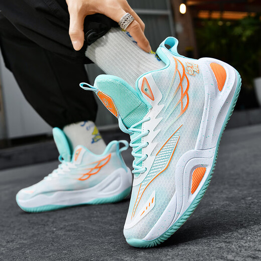 
Huilirui cut-off 2025 new mid-large children's shoes basketball shoes high top mesh breathable summer children's sneakers 880 moonlight 40