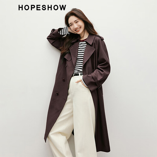 Red sleeves this year's popular windbreaker spring 2025 new women's intellectual style loose lapel casual long coat Coffee 037 S