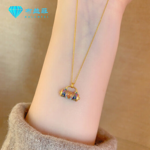 Xinhe Ming New Year Necklace Zakiram Youball Bing Pendant Chain Feeling Connects Good Luck Tibetan God of Wealth Chinese Style Enamel Colorful Zakiram Necklace