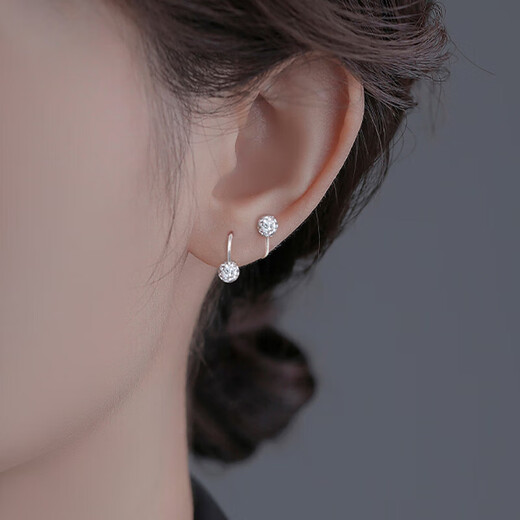 Dijing 99 Pure Silver Round Earrings for Women Sleeping Free Earrings to Support Ear Holes Earrings Earrings Birthday Gifts for Girlfriends