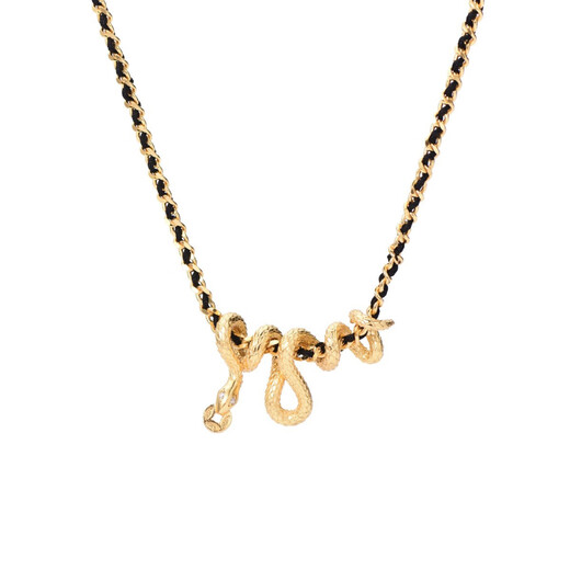 POP snake-shaped gold pendant New Year's model 2025 new high-end light luxury niche new Chinese style 18K gold-plated silver couple necklace New Year's snake-shaped couple necklace