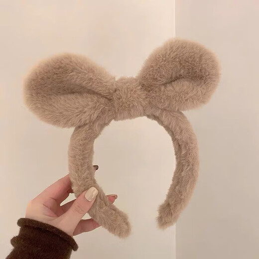 Cute Plush Rabbit Ears Headband Women's Face Wash Headband Autumn and Winter Hairpin 2023 New Makeup Mask Headband Bundle 1 Plush Rabbit Ear Headband