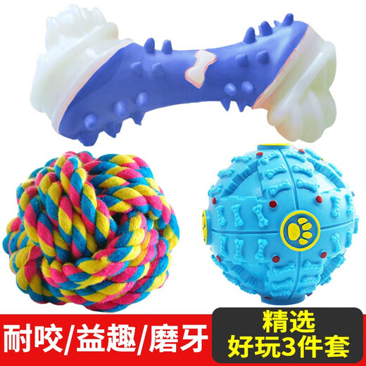 Youfan Cute Dog Toy Set Teeth Grinding Resistance Bite Relieve Boredom Puzzle Food Missing Ball Golden Retriever Teddy Bichon Training Toy Ball