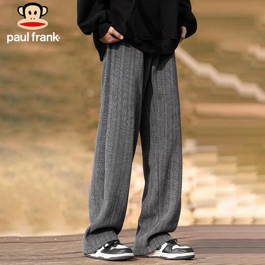 Paul Frank Casual Pants Men's Autumn and Winter Trendy Straight Pants Men's Wheat Ear Pattern Loose Pants Men's Pants Dark Gray XL
