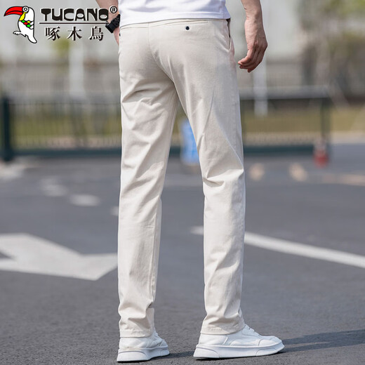 Woodpecker (TUCANO) casual pants men's straight spring and summer business pants men's trendy high-end small suit pants men's pants off-white 32
