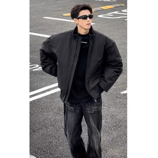 Zhiwei thickened cotton jackets for boys spring, autumn and winter new style zipper waterproof trendy cotton-padded jackets warm shirts XZ1213-M2527 black (cotton thickening)