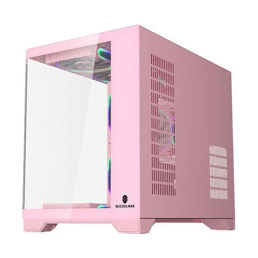 玩嘉 孤勇者无立柱matx主板电脑机箱360水冷海景房机箱纯白30/40系列超长显卡侧透主机箱 孤勇者粉色