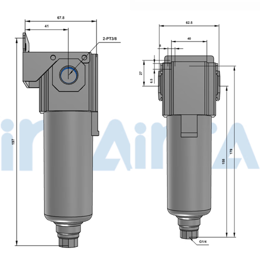 Yadeke GPF series oil mist separator GPF20008/GPF30010/GPF40015A/M/D GPF30010D 3 points 0.01um red filter