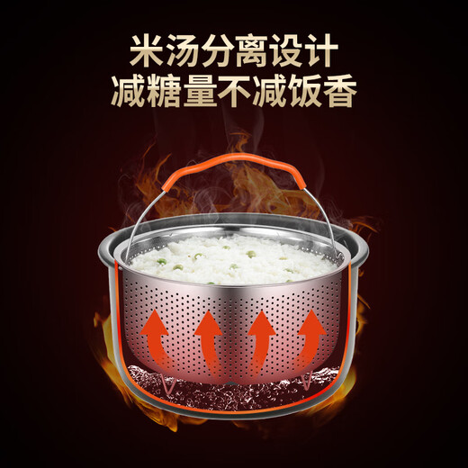 FANCYCHIC 15,000 stainless steel steamer rice cooker rice soup separation steaming rice artifact steaming rice steaming grid steaming rack draining rice rice steamer 1.5L suitable for 1-2 people